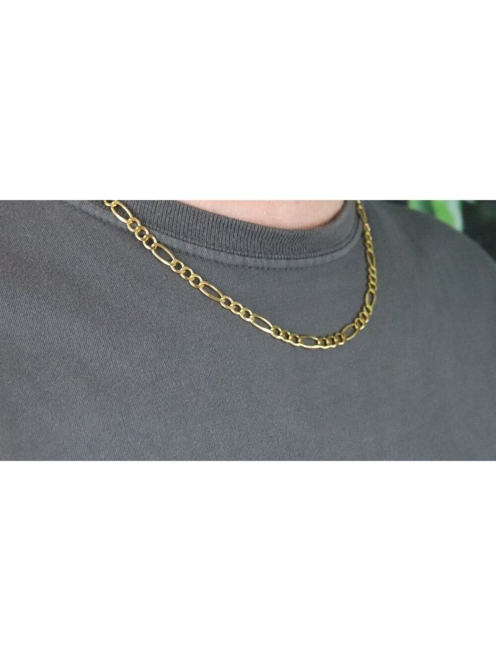 18k Yellow Gold Over Sterling Silver Figaro Link Chain Necklace 20" Men or Women - Picture 4 of 11